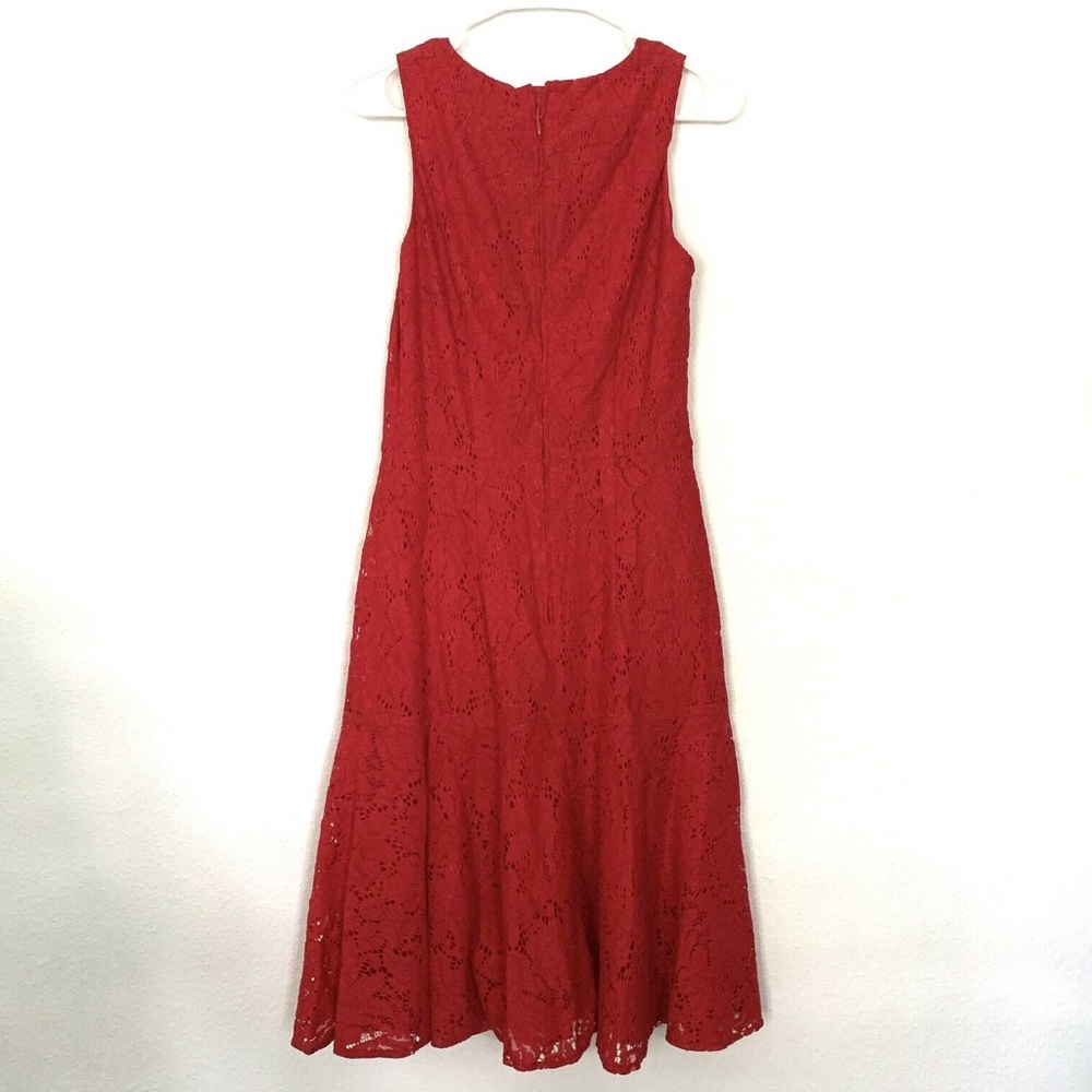 H&M Red Floral Lace Ruffle Drop Waist Dress - Picture 6 of 8